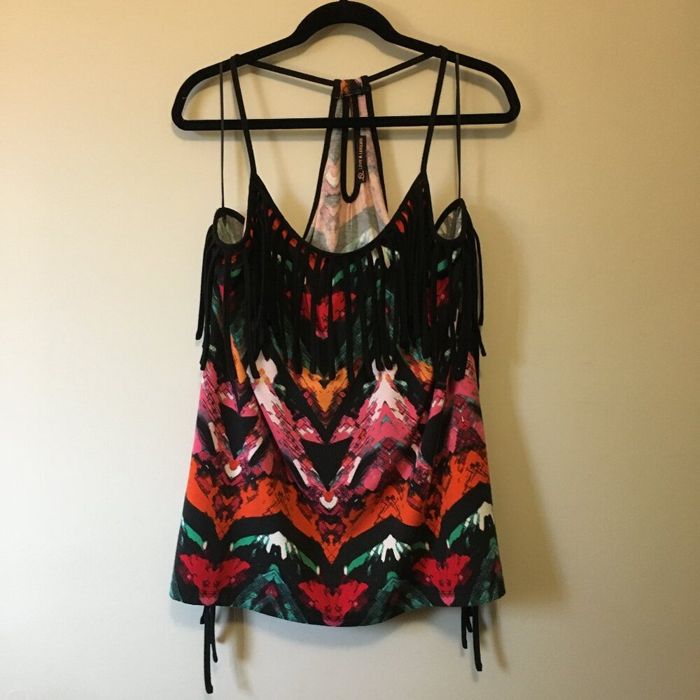Love & Legend Arizona Bohemian Tassel Hem Tank Top 2X Plus Size